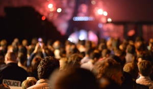 People Eiffel Tower Lights Night